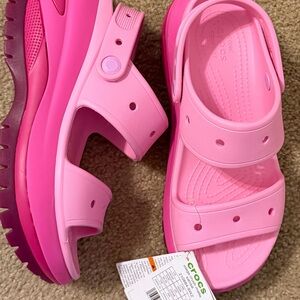 CROCS Pink Two-Tone Platform Wedge Sandals